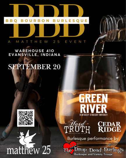 Flier for BBB at Warehouse 410 in Evansville, Indiana on September 20th. 