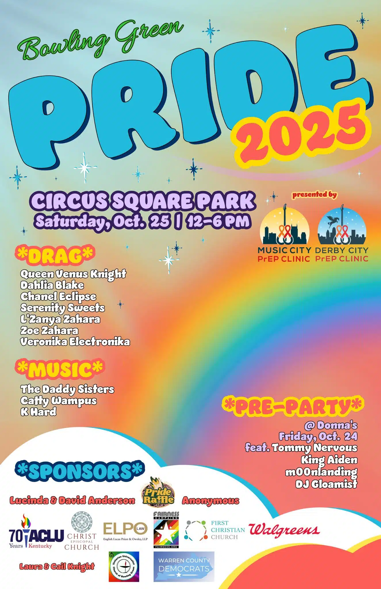 Flyer for Bowling Green Pride 2025 on 10/25 from 12 - 5PM
